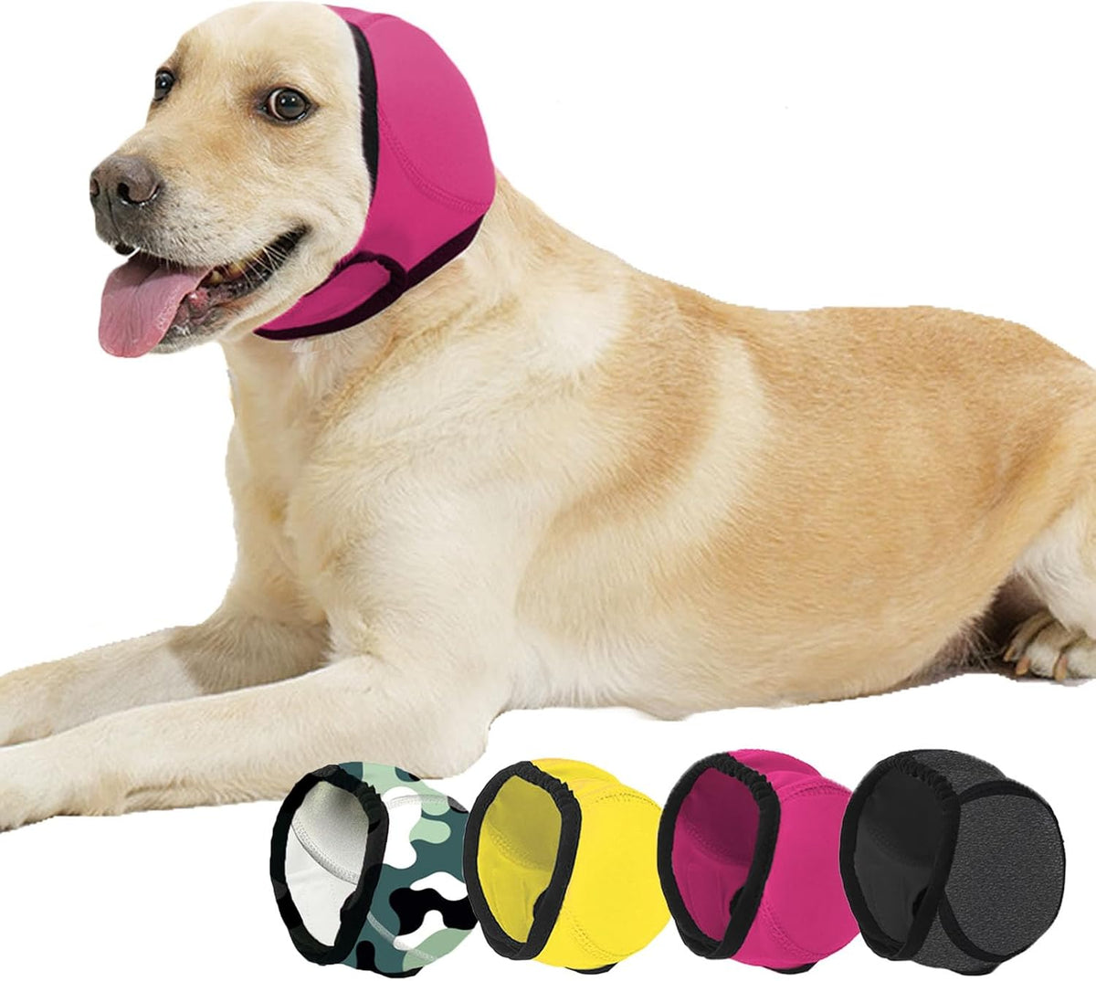 Swimming Waterproof Dog Ear Muffs,Calming Dog Ears Cover, Pink, L