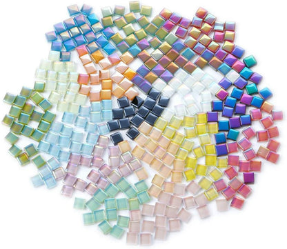 BestTeam Mixed Color Crystal Mosaic Tiles,200pcs/bag Square Glass Mosaic Tiles for DIY Crafts Supplier Laser Crystall Mosaic Tile Creative Art Material (Pink)