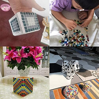 BestTeam Mixed Color Crystal Mosaic Tiles,200pcs/bag Square Glass Mosaic Tiles for DIY Crafts Supplier Laser Crystall Mosaic Tile Creative Art Material (Pink)