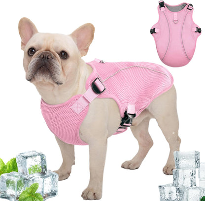Dog Cooling Vest, Puppy Cooling Coat with UV Protection, Breathable Cool Coat for Medium Dogs, Reflective Pet Jacket, Summer Essentials Pink M