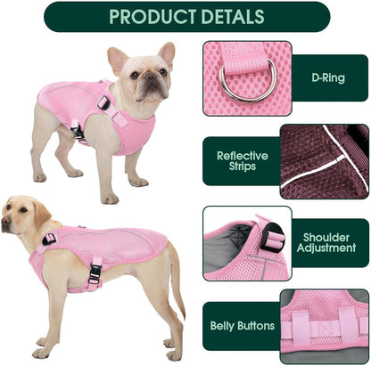 Dog Cooling Vest, Puppy Cooling Coat with UV Protection, Breathable Cool Coat for Medium Dogs, Reflective Pet Jacket, Summer Essentials Pink M