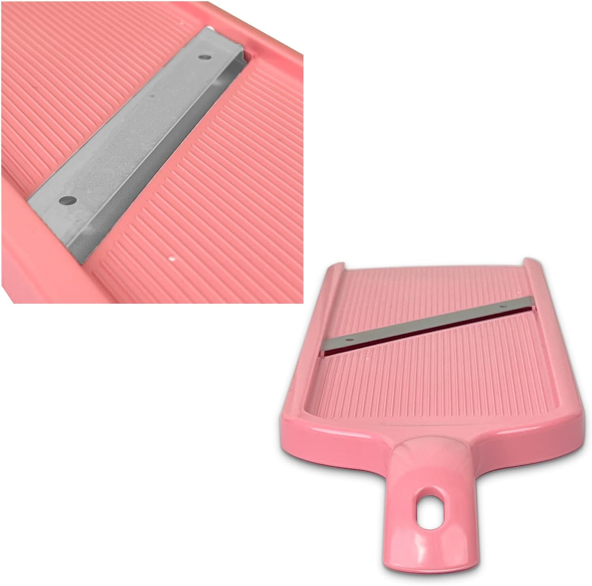 Mandoline Wide Cabbage Slicer 4.7 inches Pink, Julienne Thickness: 0.04 inch (1 mm), with Safety Holder, Made in Tsubame Japan (Pink)
