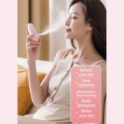 Face Steamer, 35ml Facial Steamer Cute Animal Portable Face Steamer Face Humidifier USB Rechargeable Mist Sprayer for Skin Care (Pink)