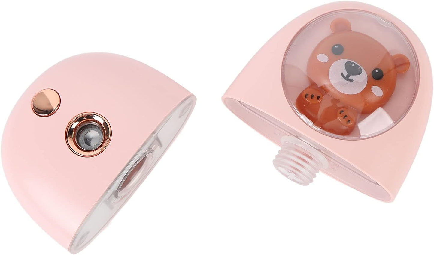 Face Steamer, 35ml Facial Steamer Cute Animal Portable Face Steamer Face Humidifier USB Rechargeable Mist Sprayer for Skin Care (Pink)