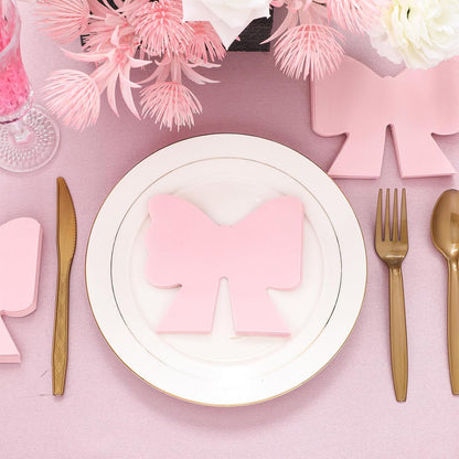 100 Pcs Pink Bow Napkins 2 Ply Folded Bowknot Shaped Coquette Bow Napkins for Valentines Galentine Coquette Wedding Bachelorette Bridal Engagement Baby Shower Party Supplies
