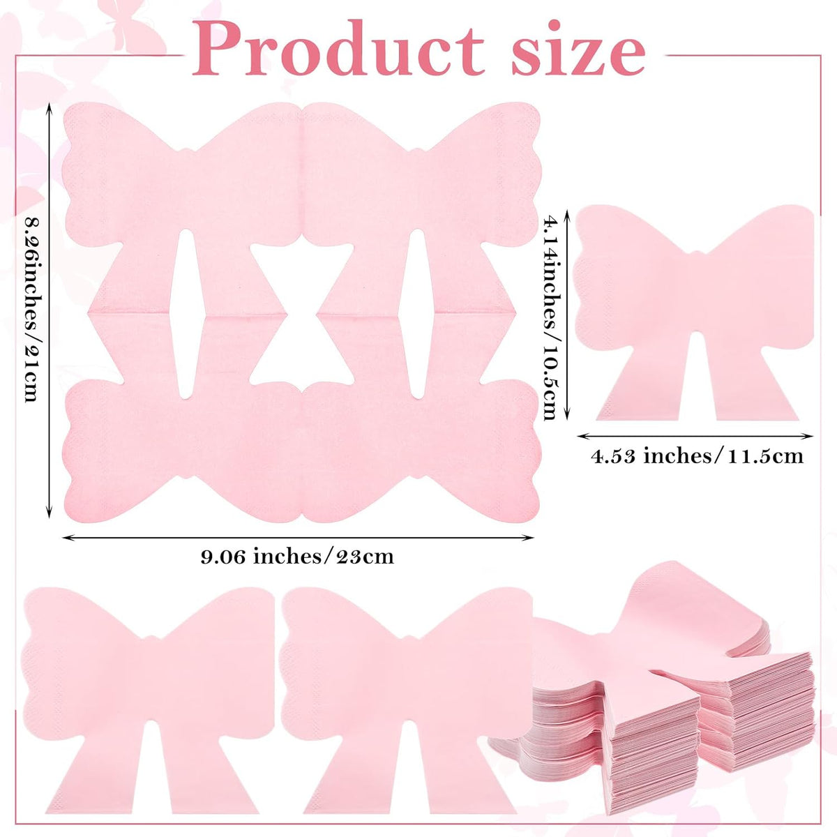 100 Pcs Pink Bow Napkins 2 Ply Folded Bowknot Shaped Coquette Bow Napkins for Valentines Galentine Coquette Wedding Bachelorette Bridal Engagement Baby Shower Party Supplies
