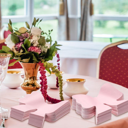 100 Pcs Pink Bow Napkins 2 Ply Folded Bowknot Shaped Coquette Bow Napkins for Valentines Galentine Coquette Wedding Bachelorette Bridal Engagement Baby Shower Party Supplies
