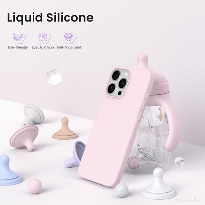 for iPhone 16 Pro Max Case, Liquid Silicone, Chalk Pink