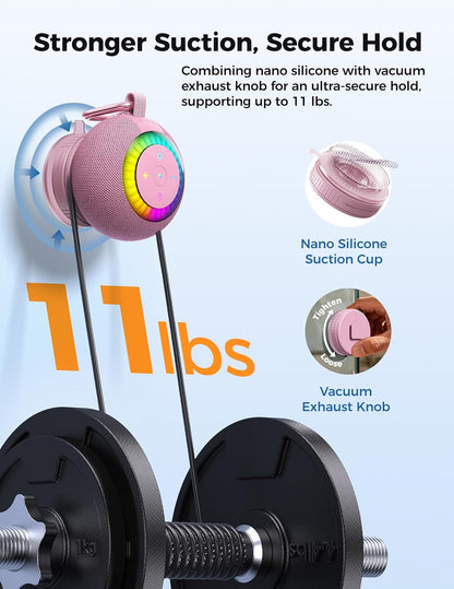 Bluetooth Shower Speaker IPX7 Waterproof: Removable Suction Cup, Pink