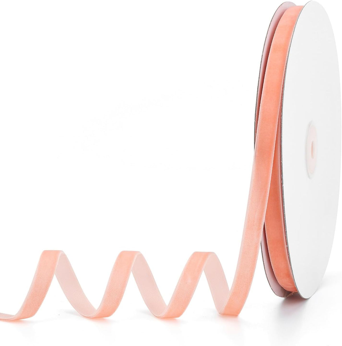 Peach Velvet Ribbon 3/8" x 20Yd,Great for Gift Wrapping,Hair Bows Making, Wreaths,Wedding and Christmas Party Decoration(Peach 3/8")