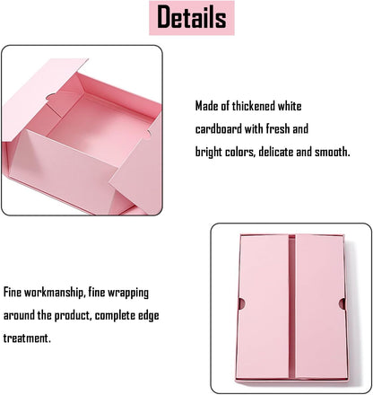 kaxilu Pink Gift Box Luxury With Lid & Ribbon, Foldable Gift Boxes 4 Pack 9.8x7x3.3Inches - Elegant Wedding & Birthday Packaging Gifts Box