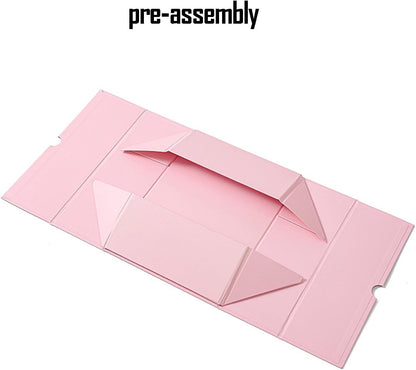 kaxilu Pink Gift Box Luxury With Lid & Ribbon, Foldable Gift Boxes 4 Pack 9.8x7x3.3Inches - Elegant Wedding & Birthday Packaging Gifts Box