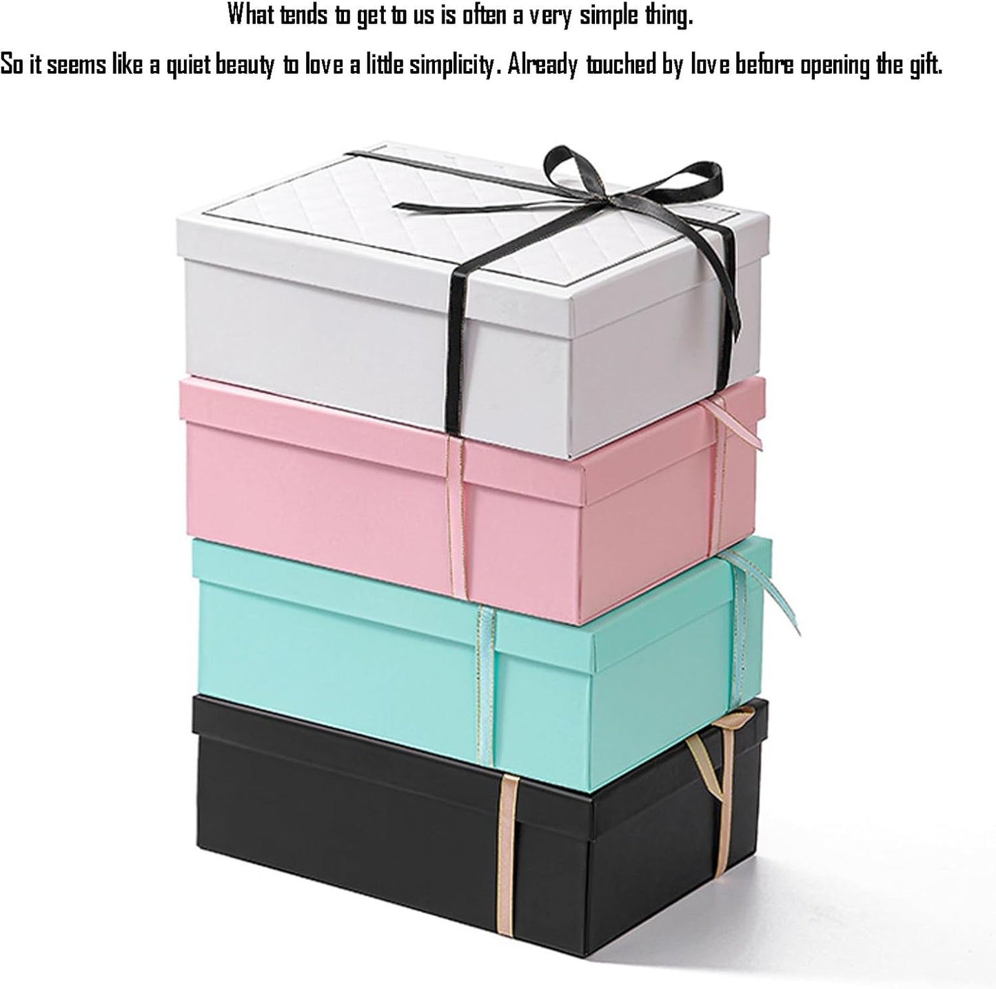kaxilu Pink Gift Box Luxury With Lid & Ribbon, Foldable Gift Boxes 4 Pack 9.8x7x3.3Inches - Elegant Wedding & Birthday Packaging Gifts Box