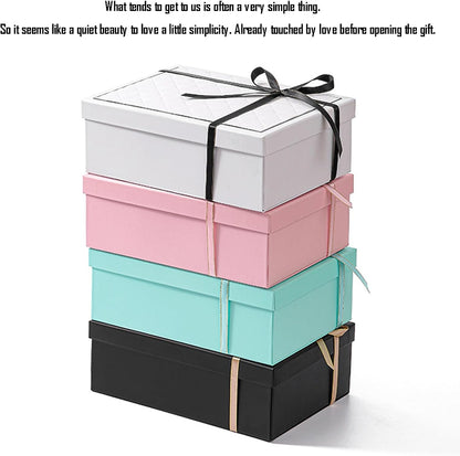 kaxilu Pink Gift Box Luxury With Lid & Ribbon, Foldable Gift Boxes 4 Pack 9.8x7x3.3Inches - Elegant Wedding & Birthday Packaging Gifts Box