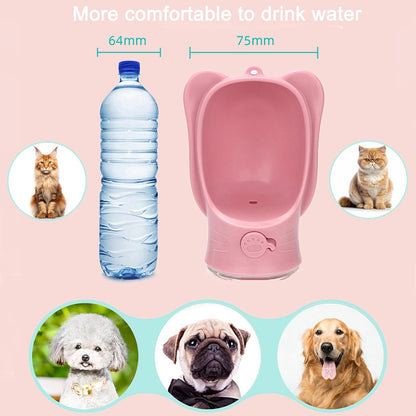 Pet Cat Puppy Dog Travel Water Bottle Dispenser with Food Container, Portable Dog Water Bottle for Walking Hiking Outdoor, Pink, 350ml/12oz