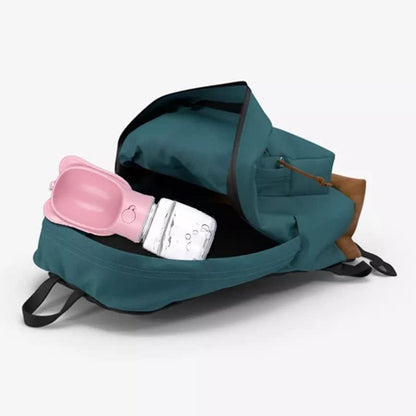Pet Cat Puppy Dog Travel Water Bottle Dispenser with Food Container, Portable Dog Water Bottle for Walking Hiking Outdoor, Pink, 350ml/12oz