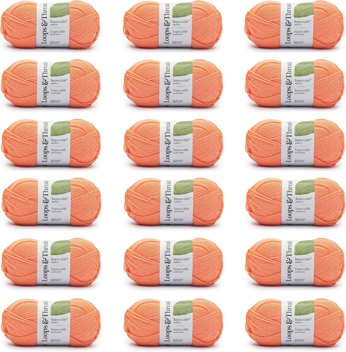 Peach Pink Impeccable Solid Yarn – Medium Weight Yarn for Knitting, Crochet, Weaving, Arts & Crafts, 18 Pack