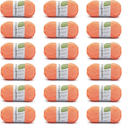 Peach Pink Impeccable Solid Yarn – Medium Weight Yarn for Knitting, Crochet, Weaving, Arts & Crafts, 18 Pack