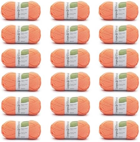 Peach Pink Impeccable Solid Yarn – Medium Weight Yarn for Knitting, Crochet, Weaving, Arts & Crafts, 18 Pack
