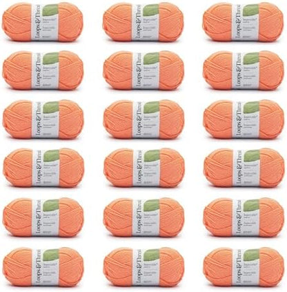 Peach Pink Impeccable Solid Yarn – Medium Weight Yarn for Knitting, Crochet, Weaving, Arts & Crafts, 18 Pack