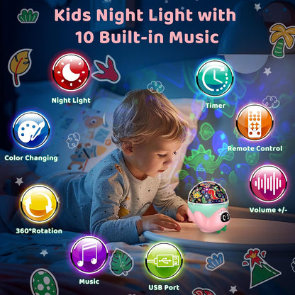 Dinosaur Night Light Projector for Kids | Star Lights Projector for Bedroom