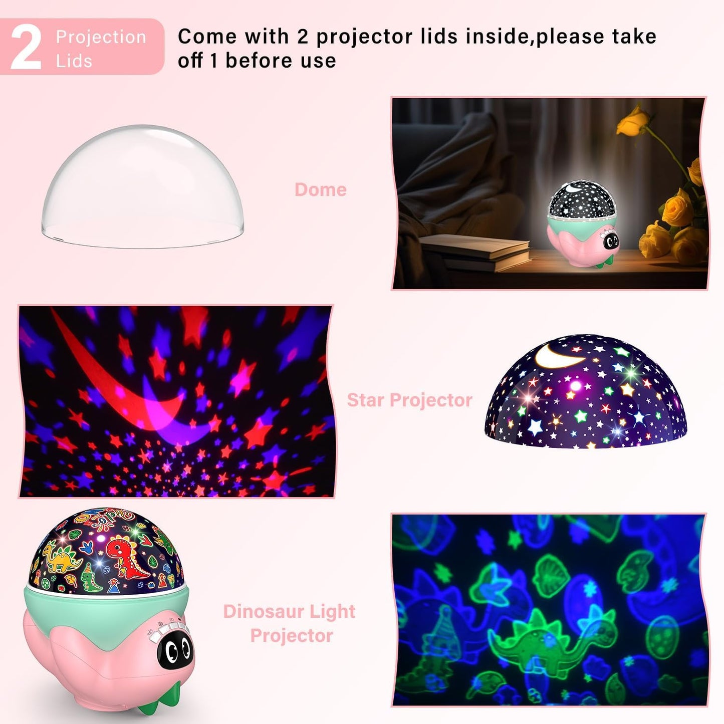 Dinosaur Night Light Projector for Kids | Star Lights Projector for Bedroom