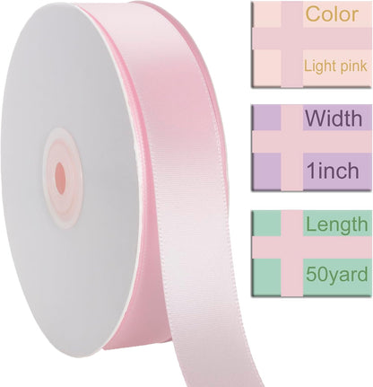 1 Inch Light Pink Ribbon 50Yards – Perfect for Gift Wrapping