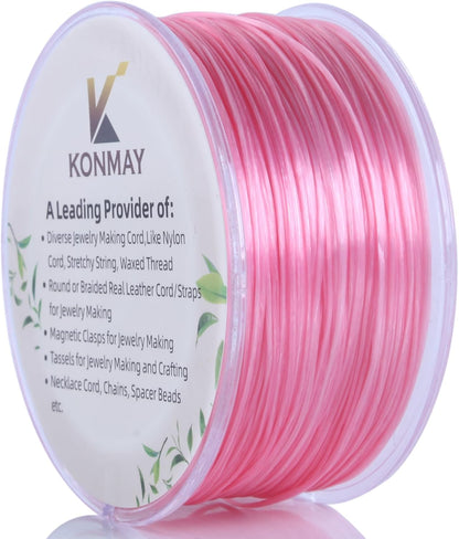 0.8mm Peach Spandex Elastic String with Dispenser, Soft Stretch Beading Cord, 90 Yards for Bracelets, Necklaces & Jewelry Making