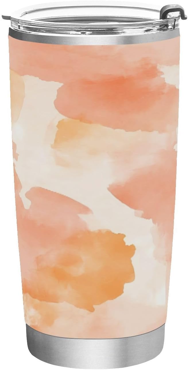 Peach Pattern 20 oz Tumbler with Lid and Straw Stainless Steel Double Wall Vacuum Tumblers Insulated Travel Coffee Mug for Cold and Hot Drinks