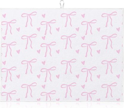 Pink Bow Dish Drying Mat