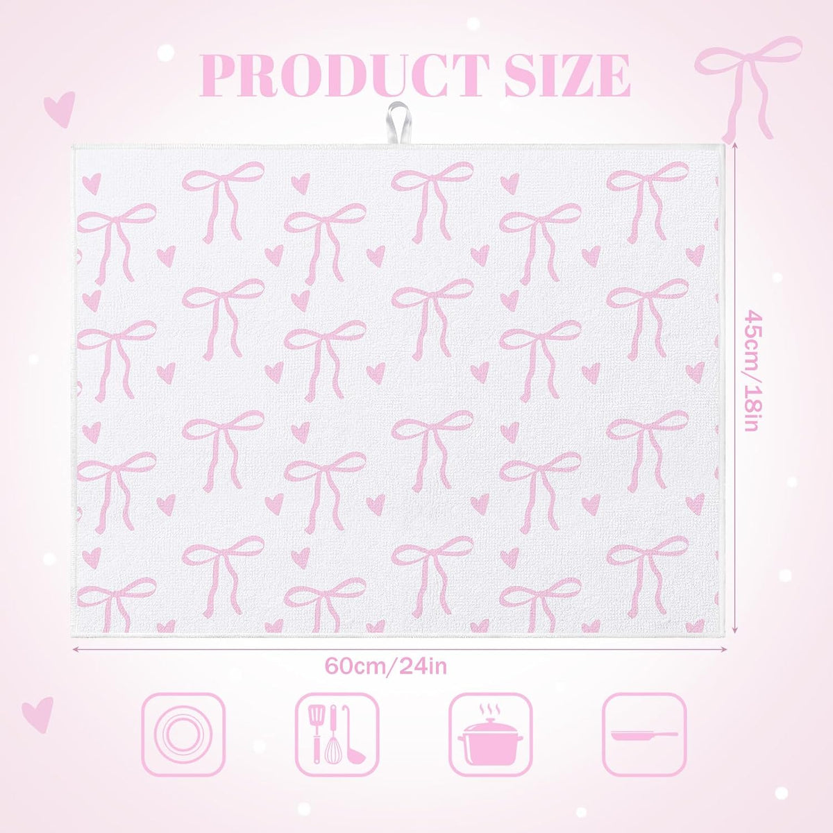 Pink Bow Dish Drying Mat