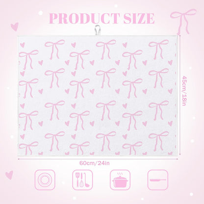 Pink Bow Dish Drying Mat