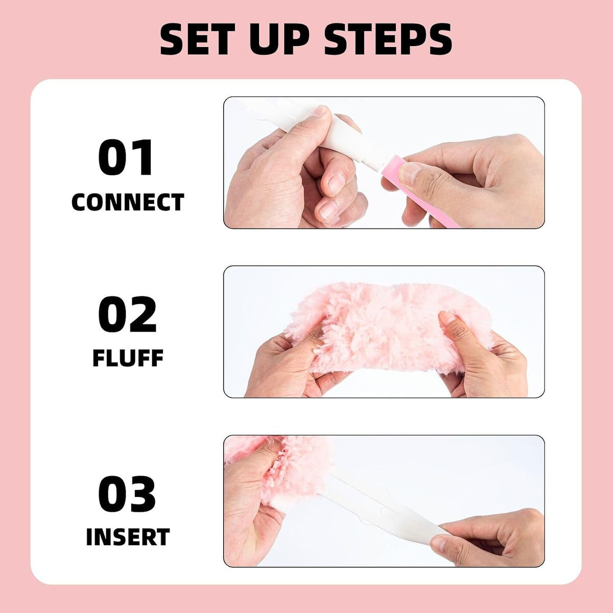 Duster Refills for Swiffer Duster, 30 Count Pink Duster Kit with Handle