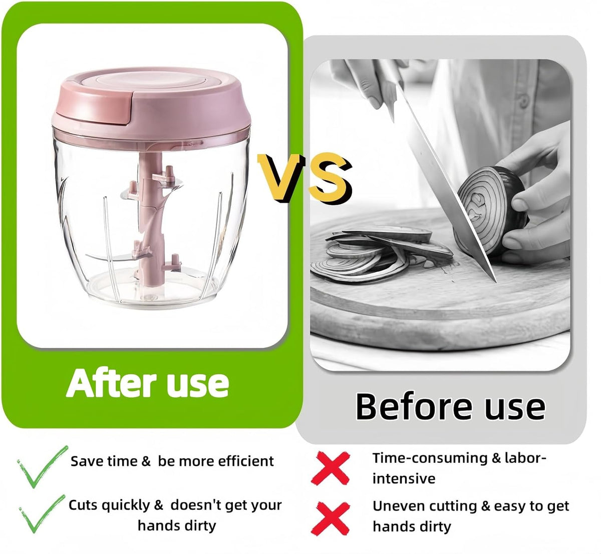 Manual Food Processor, Garlic Mincer Hand Cutter, Vegetable Chopper for Kitchen Gadgets, Hand Pull String onion chopper for Veggies, Ginger, Fruits, Nuts, Herbs, etc, 1000ML (pink)