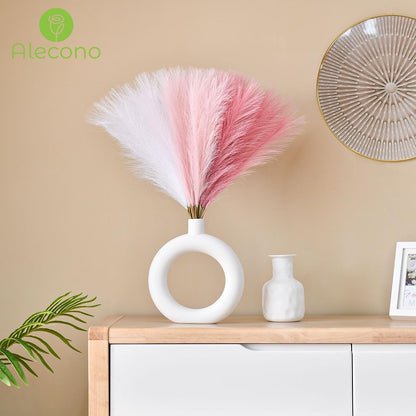 Alecono 30pcs Pampas Grass 17in, Pink Pampas Grass Decor for Home Decoration