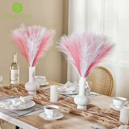 Alecono 30pcs Pampas Grass 17in, Pink Pampas Grass Decor for Home Decoration