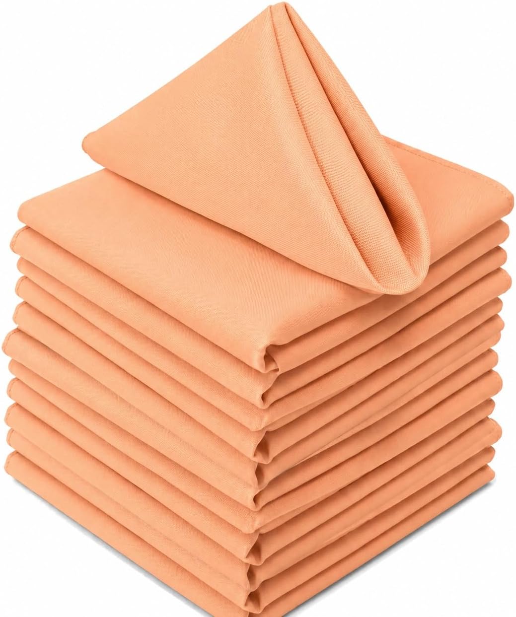 17x17 Inch Polyester Cloth Napkins, Set of 12 (Peach)
