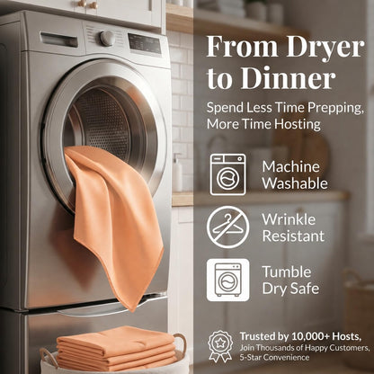 17x17 Inch Polyester Cloth Napkins, Set of 12 (Peach)