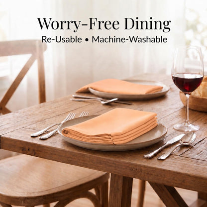 17x17 Inch Polyester Cloth Napkins, Set of 12 (Peach)