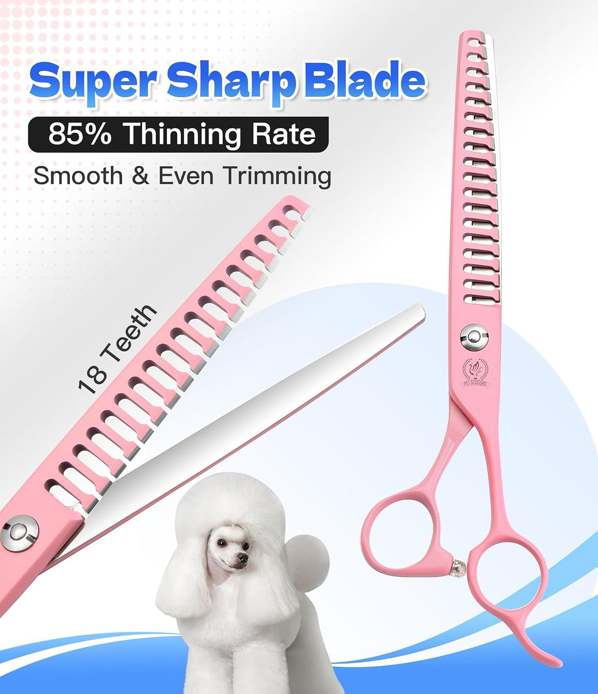 7" Professional Dog Grooming Scissors Set, Japanese 440C Stainless Steel Straight Thinning Curved Chunker Shears for Pet Grooming, Trimming Face, Paws, Pink