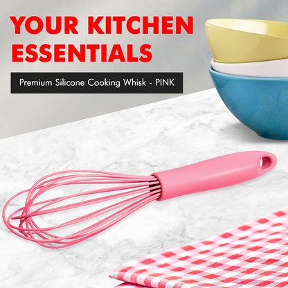 Premium Silicone Wire Cooking Whisk, 10.5 inch, Pink