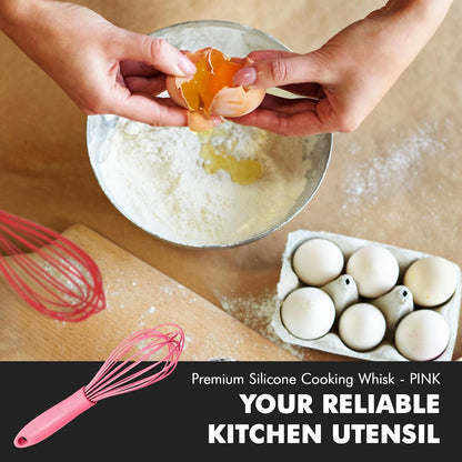 Premium Silicone Wire Cooking Whisk, 10.5 inch, Pink