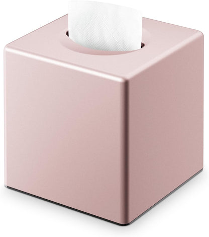 Y-in Hand Square Tissue Box Cover, Cube Facial Tissue Box Holder, Pink