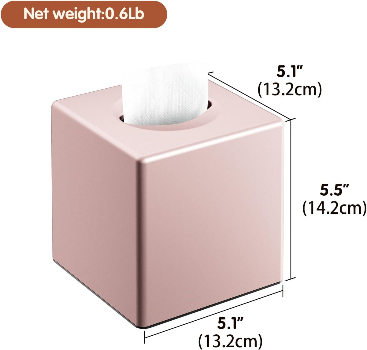 Y-in Hand Square Tissue Box Cover, Cube Facial Tissue Box Holder, Pink
