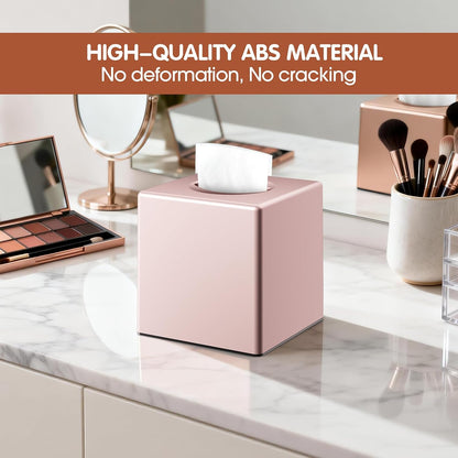 Y-in Hand Square Tissue Box Cover, Cube Facial Tissue Box Holder, Pink