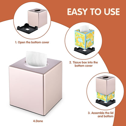 Y-in Hand Square Tissue Box Cover, Cube Facial Tissue Box Holder, Pink