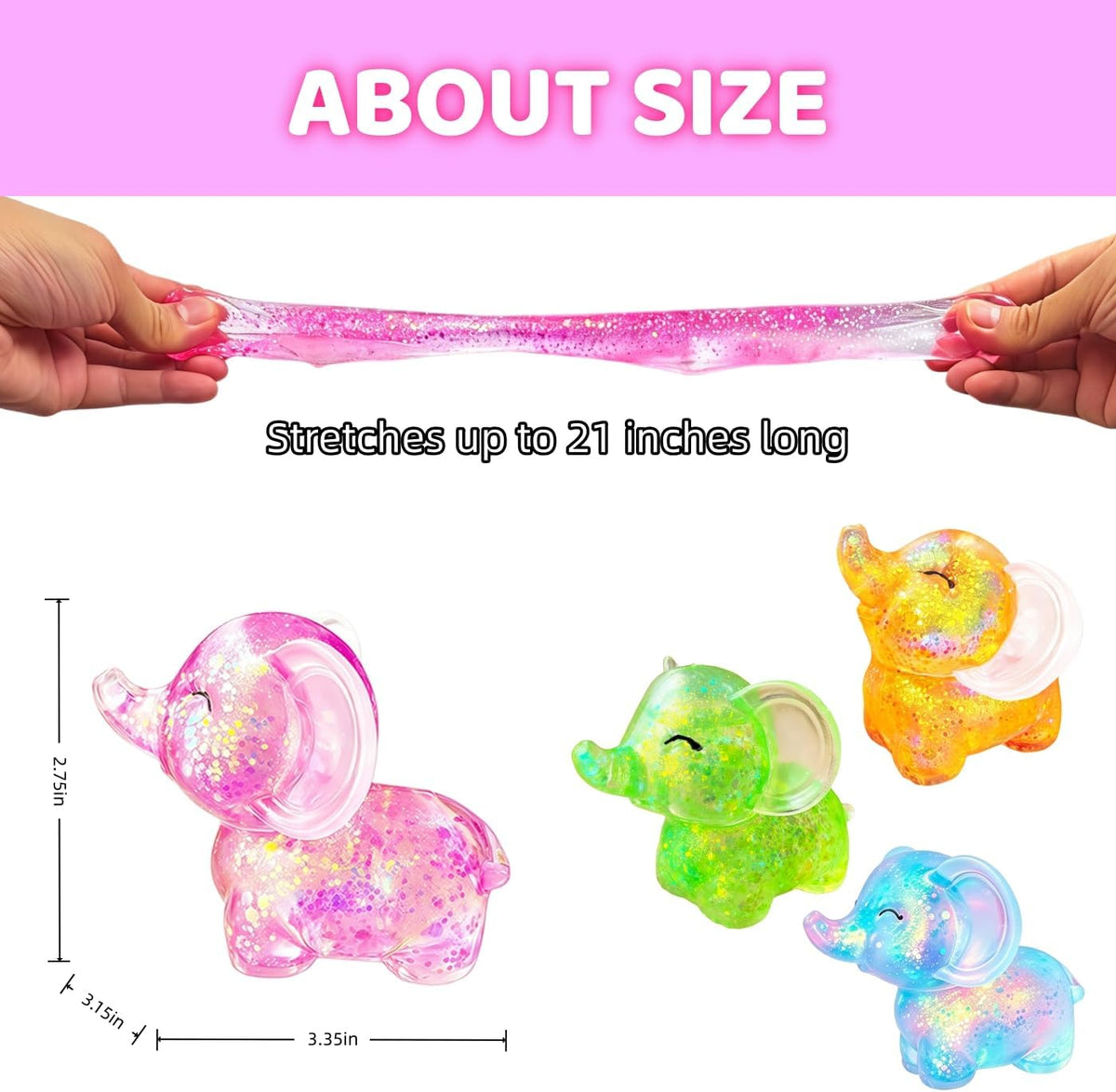 4Pcs Elephant Squishy Toys, Ultra-Soft Slow-Rising Toy for Stress Relief