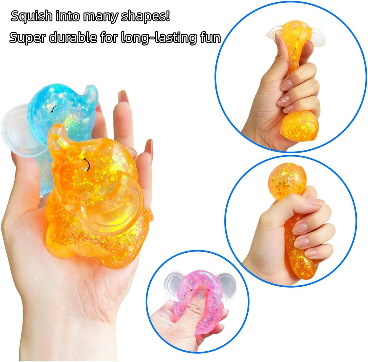4Pcs Elephant Squishy Toys, Ultra-Soft Slow-Rising Toy for Stress Relief