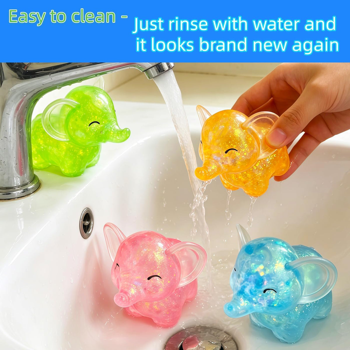 4Pcs Elephant Squishy Toys, Ultra-Soft Slow-Rising Toy for Stress Relief