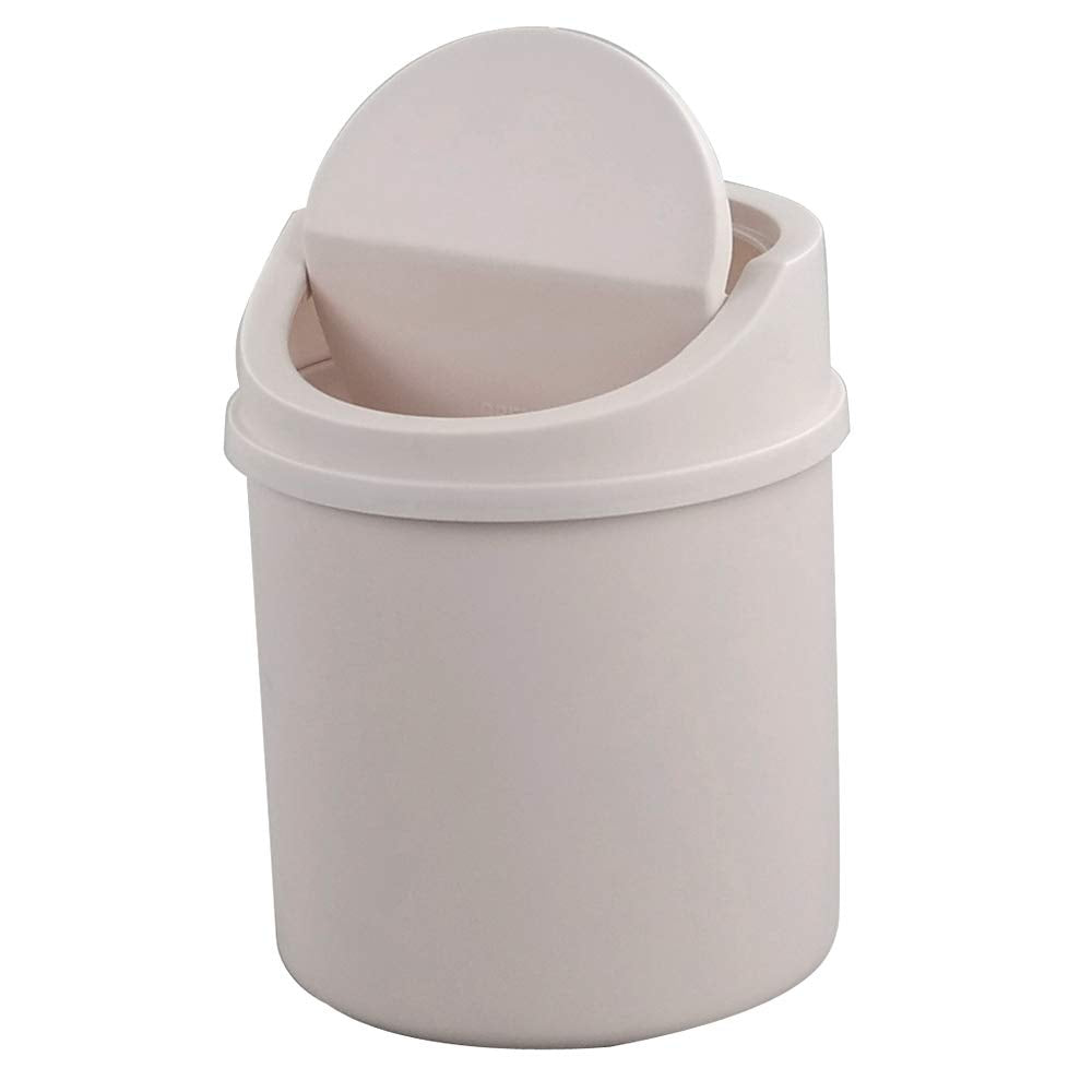 Plastic Tiny Waste Bin, Desktop Mini Trash Can with Swing Lid, Pink